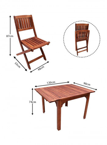7-Pieces Acacia Wood Table And Chairs Set Brown 161x207x138cm