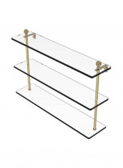 Mambo Collection Triple Tiered Integrated Towel Bar Glass Shelf Clear/Gold 22x5x18inch