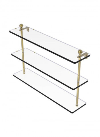 Mambo Collection Triple Tiered Integrated Towel Bar Glass Shelf Clear/Gold 22x5x18inch