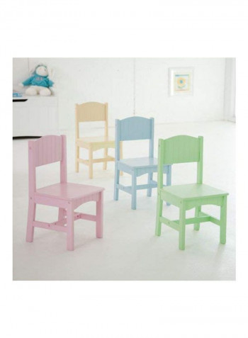 Pack Of 5 Wooden Table And Chair Set Green/Blue/Pink