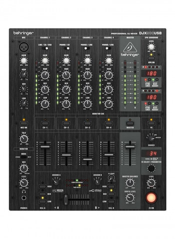 5-Channel DJ Mixer DJX900USB Black