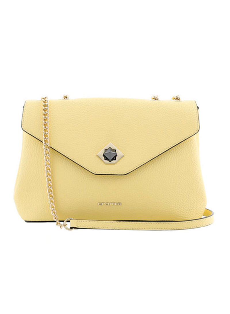 Strong Leather Shoulder Bag Yellow