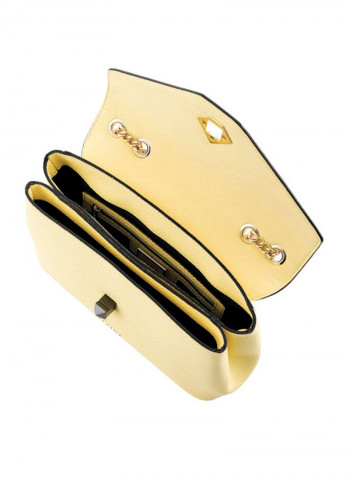 Strong Leather Shoulder Bag أصفر