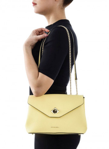 Strong Leather Shoulder Bag أصفر