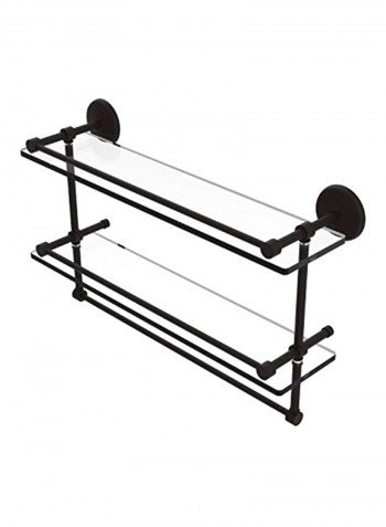 Gallery Double Towel Bar Glass Shelf Clear/Black 22inch
