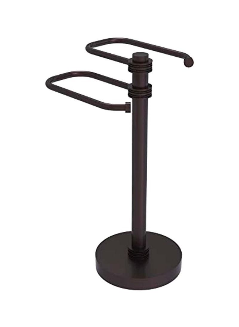 Free Standing Two Arm Towel Holder Brown 8.5x8x15inch