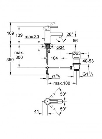 Single Lever Basin Mixer Chrome L 50 x W 104 x H 139millimeter