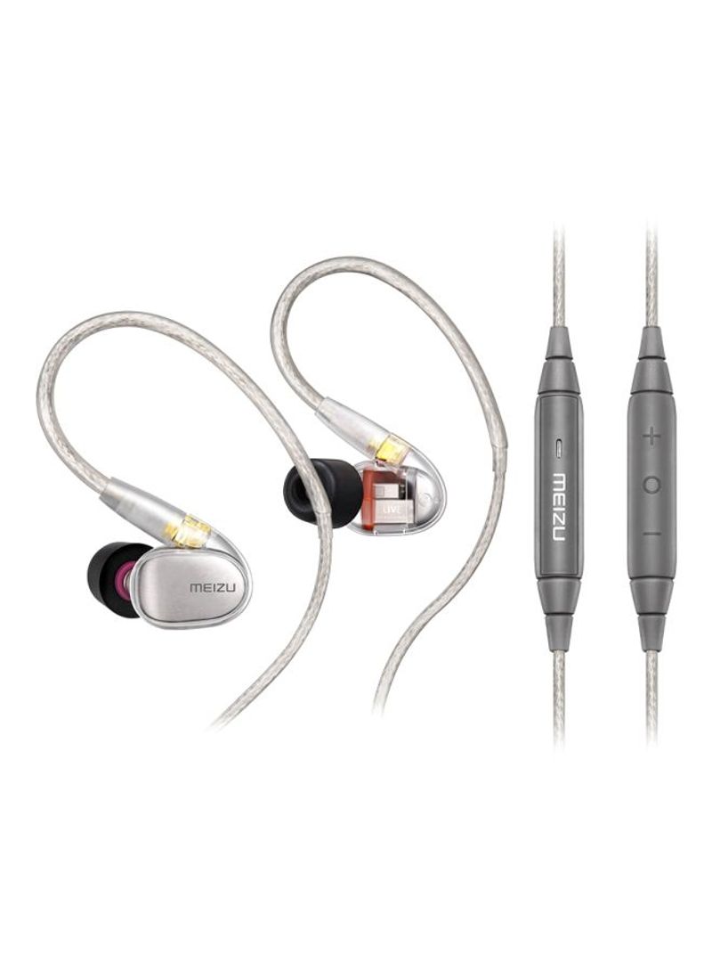 Wired In-Ear Earphones With Mic Silver