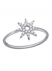 18 Karat Rose Gold 0.14 Carat Diamond Star Shaped Ring