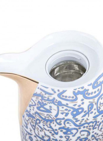 Arabic Letters Printed Thermo Carafe Blue/White/Gold 22cm