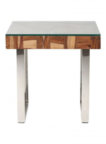 Castilian End Table Brown/Beige/White 31.5x31.5x27.5inch