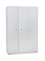 Delmonte 3-Door Wardrobe White 137x210x62centimeter