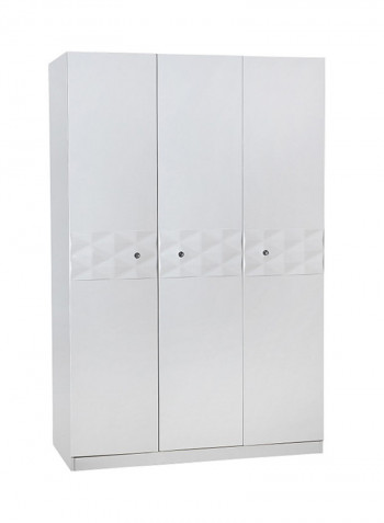 Delmonte 3-Door Wardrobe White 137x210x62centimeter