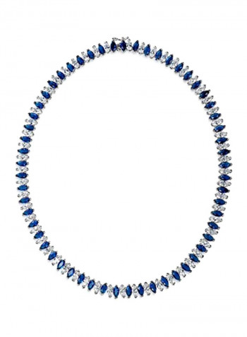 Silver Plated Brass Cubic Zirconia And Sapphire Studded Necklace