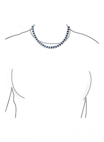 Silver Plated Brass Cubic Zirconia And Sapphire Studded Necklace