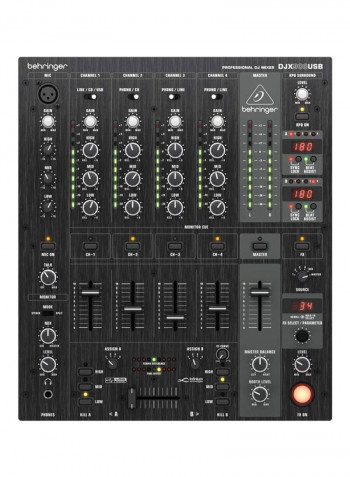 5-Channel Professional DJ Mixer DJX900USB Black