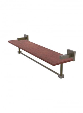 Montero Collection Wall Mounted Towel Bar Wood Shelf Pink/Gold 22inch