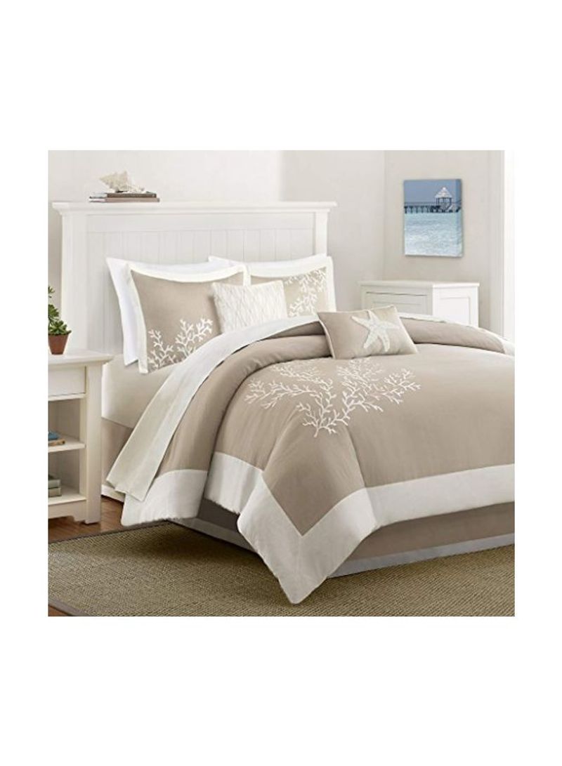 6-Piece Coastline Comforter Set Khaki/White King
