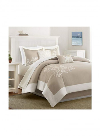 6-Piece Coastline Comforter Set Khaki/White King