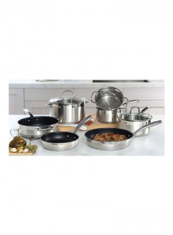 10-Piece Stainless Steel Cookware Set Silver/Black