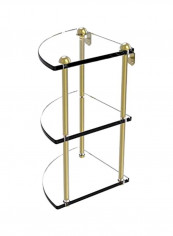 Three Tier Corner Glass Shelf Gold/Clear 8x8x15inch