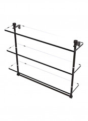 3-Tier Glass Shelf With Integrated Towel Holder Black/Clear 22x5x18inch