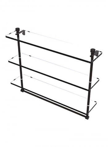3-Tier Glass Shelf With Integrated Towel Holder Black/Clear 22x5x18inch