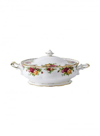 Covered Vegetable Dish Serveware White/Red/Yellow 12.2x9x3.2inch