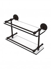 2-Tier Wall Mounted Bathroom Shelf Brown/Clear 16inch