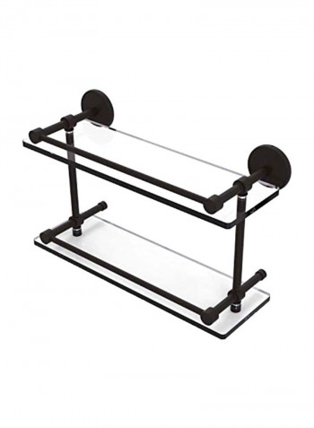2-Tier Wall Mounted Bathroom Shelf Brown/Clear 16inch