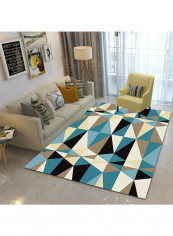 Geometric Print Simple Anti-Skidding Living Room Carpet Yellow/Blue 200x300centimeter