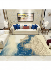 Modern Simple Rectangle Living Room Carpet Blue/Beige 200x300centimeter