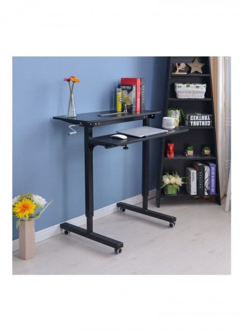 Dual Desktop Lifting Computer Desk Black