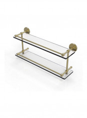 Tempered Double Gallery Rail Glass Shelf Gold/Clear 22inch