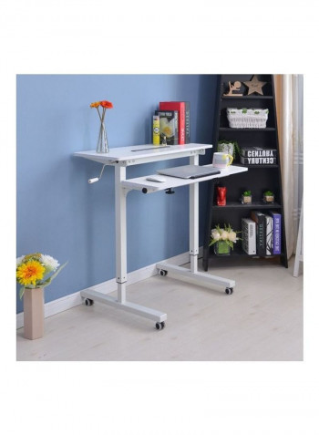 Dual Desktop Lifting Computer Desk White