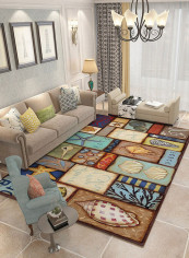 Vintage Style Color Block Soft Carpet Multicolour 200x300centimeter