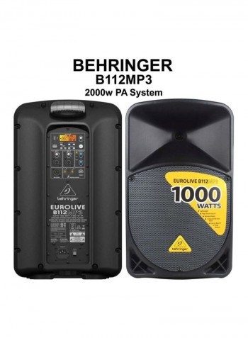 2-Way PA Speaker System With MP3 Player B112MP3 Black