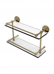 Double Gallery Rail Glass Shelf Gold/Clear 16inch
