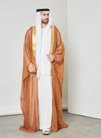 عباءة بشت مطرزة لون بني