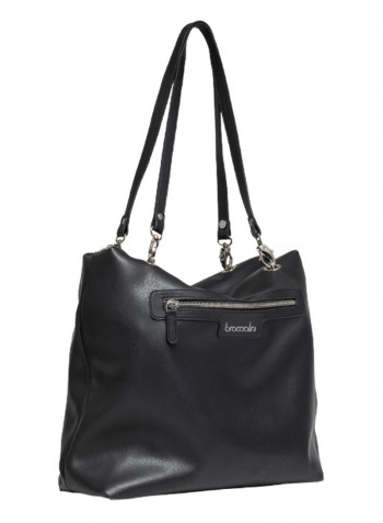 Jennifer Logo Detail Reversible Shoulder Bag Black