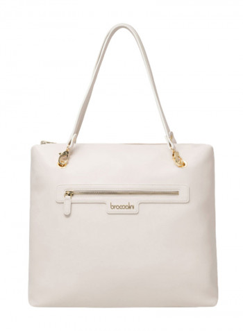 Jennifer Logo Detail Reversible Shoulder Bag White