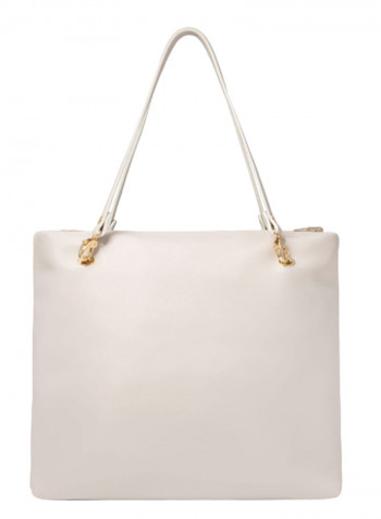 Jennifer Logo Detail Reversible Shoulder Bag White