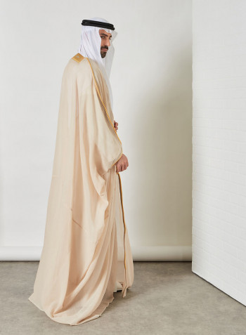 Embroidered Detail Bisht Cloak Beige