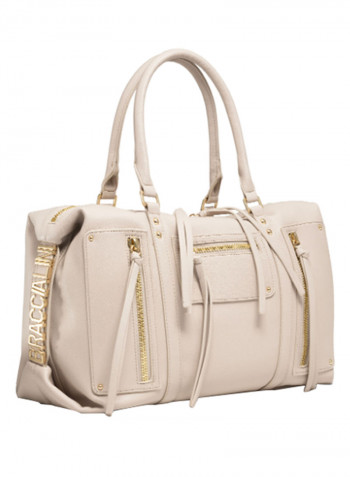 Ginger Side Logo Detail Shoulder Bag Beige
