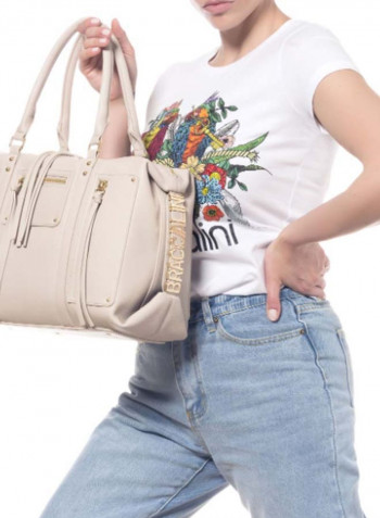 Ginger Side Logo Detail Shoulder Bag Beige