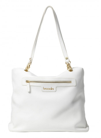 Jennifer Logo Detail Reversible Shoulder Bag White