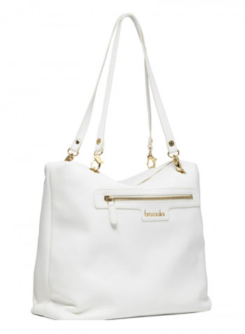 Jennifer Logo Detail Reversible Shoulder Bag White