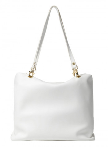 Jennifer Logo Detail Reversible Shoulder Bag White