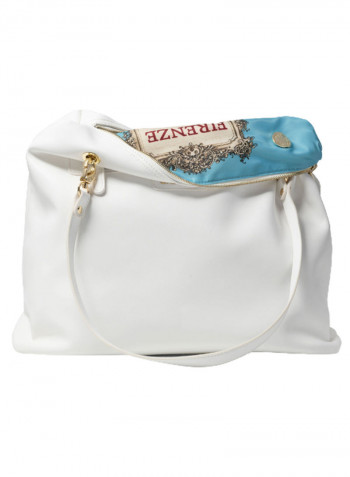 Jennifer Logo Detail Reversible Shoulder Bag White