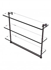 3-Tier Glass Shelf Clear/Black 22x5x18inch